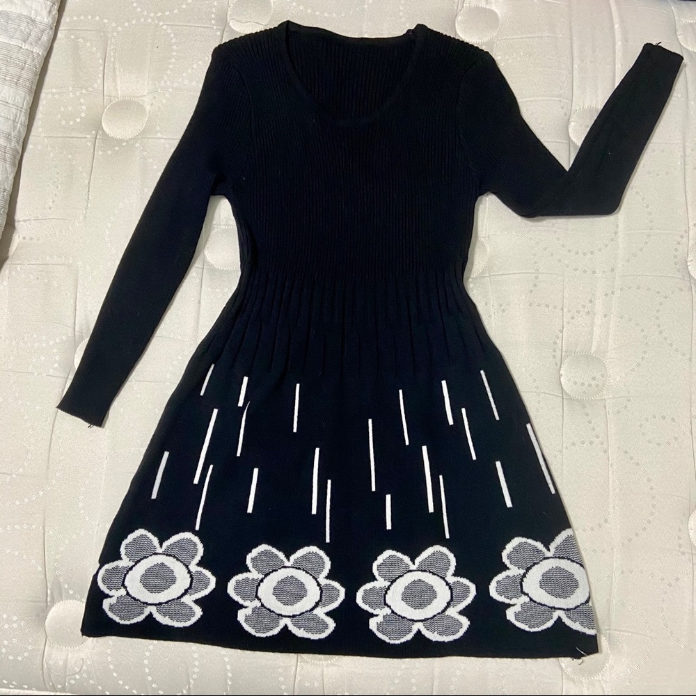 Cute floral sweater knit dress
